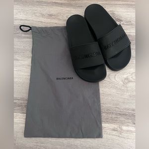 Balenciaga Black Logo Slides